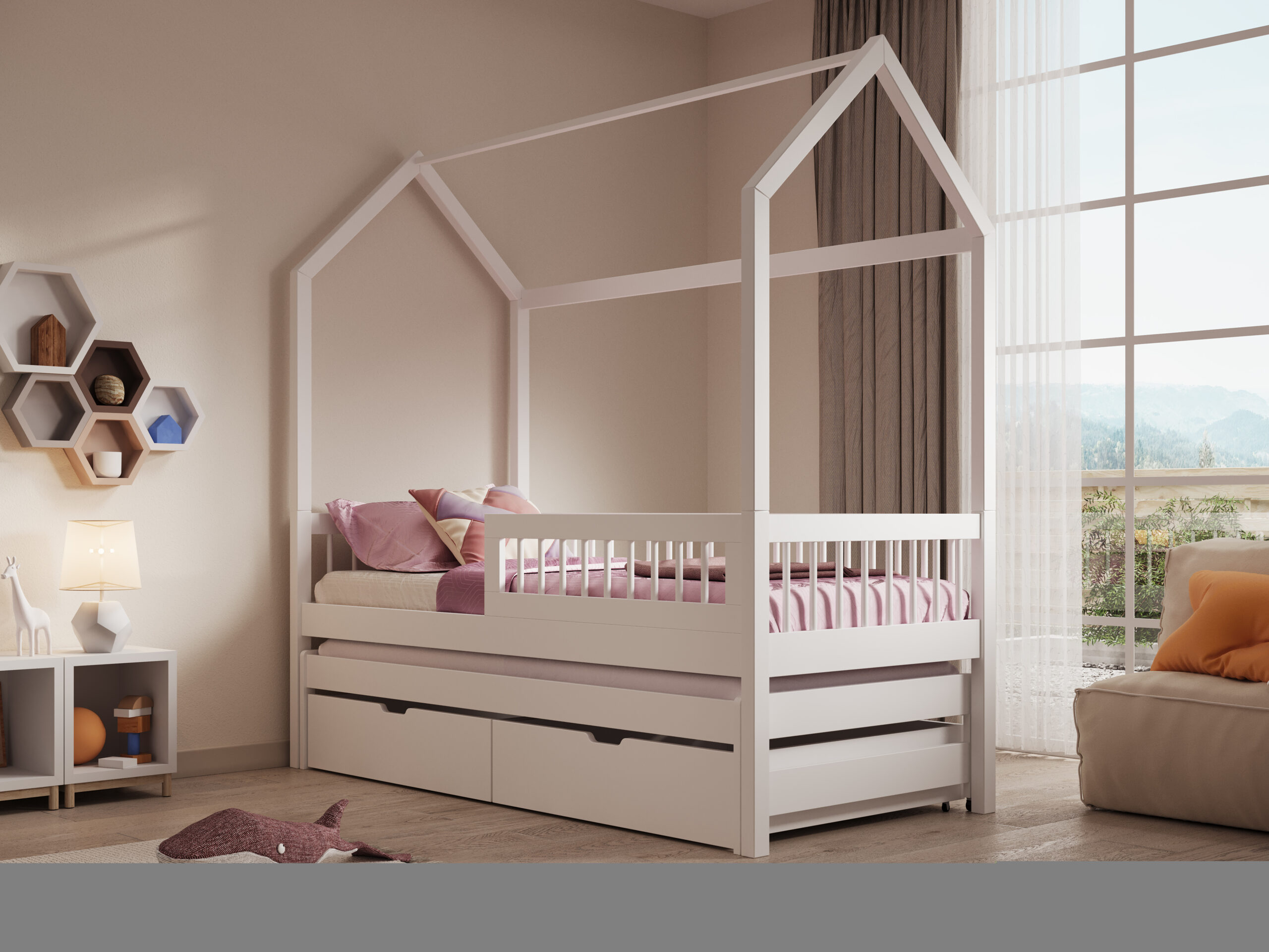 Gyermekágy Artes II házikó ágy matraccal - Fehér Fehér