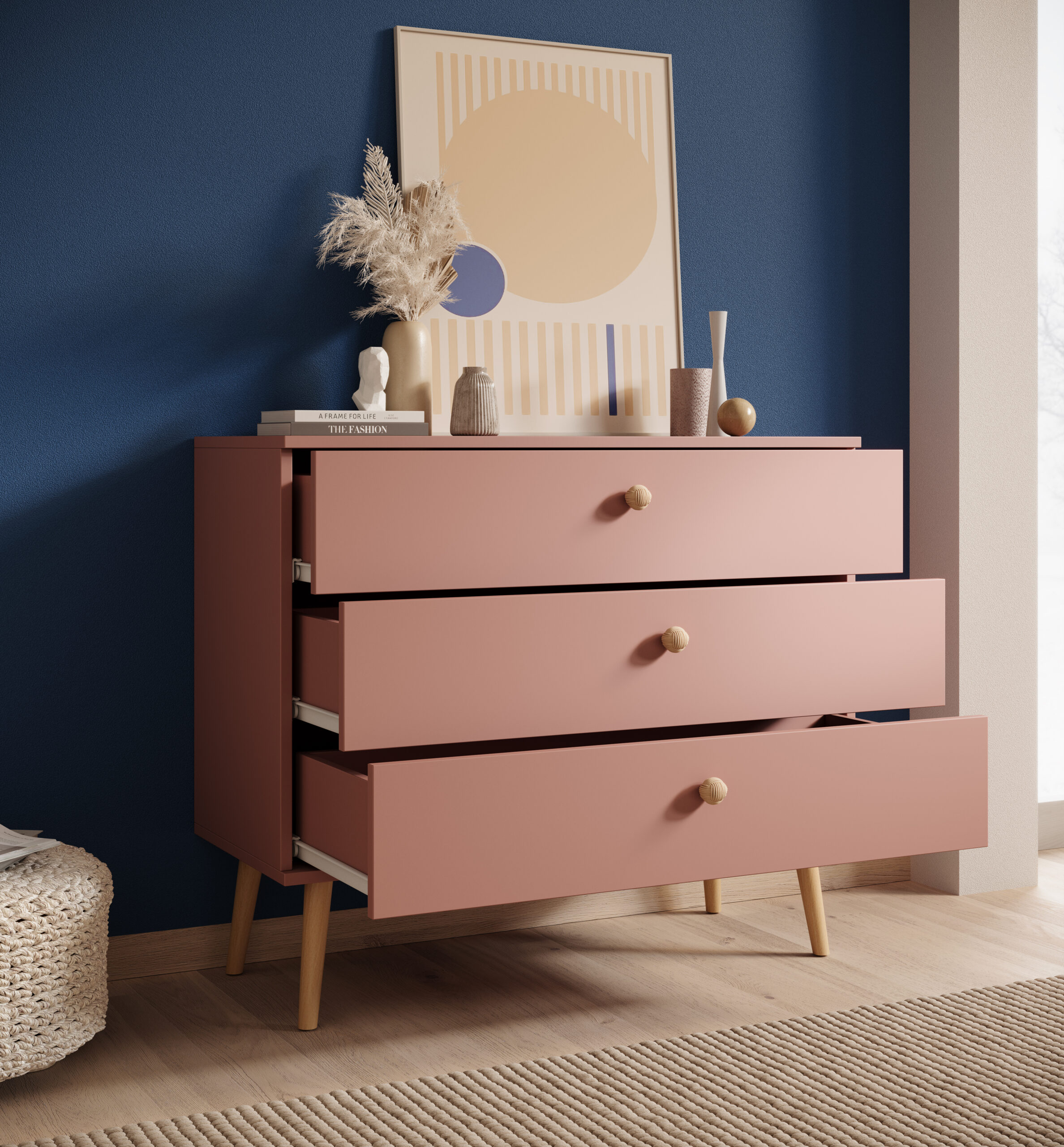 Beni komód - Rózsaszín fehér komód – Beni komód - Rózsaszín enteriőr fotó 3