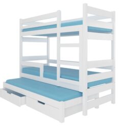 Gyerekágy Háromszemélyes emeletes ágy matracokkal KARLO - Fehér Fehér