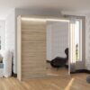 Tolóajtós gardrób Tolóajtós szekrény tükörrel és LED világítással CARO 180 - Sonoma Tolóajtós szekrény tükörrel és LED világítással CARO 180