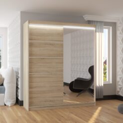 Tolóajtós szekrény tükörrel és LED világítással CARO 180