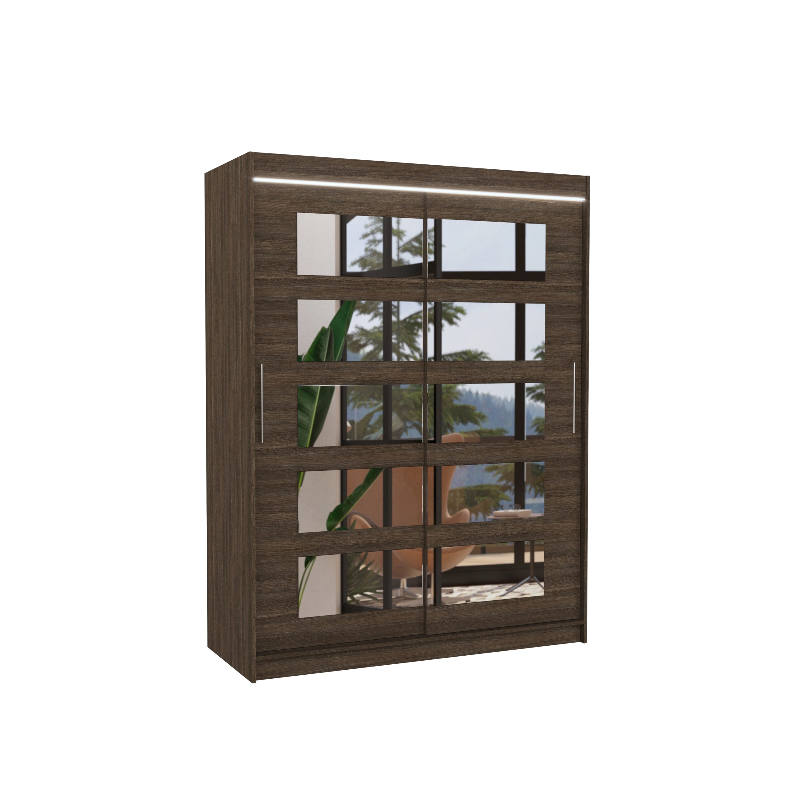 Tolóajtós gardrób Tükörrel és LED világítással ellátott tolóajtós szekrény MURANI 150 - Csoki Csoki