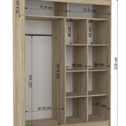 Tolóajtós gardrób Tolóajtós szekrény BALTON 150 - Fekete