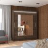Tolóajtós gardrób Tolóajtós szekrény tükörrel és LED világítással ROSETTE 180 - Csoki Tolóajtós szekrény tükörrel és LED világítással ROSETTE 180