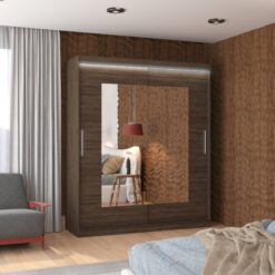 Tolóajtós szekrény tükörrel és LED világítással ROSETTE 180