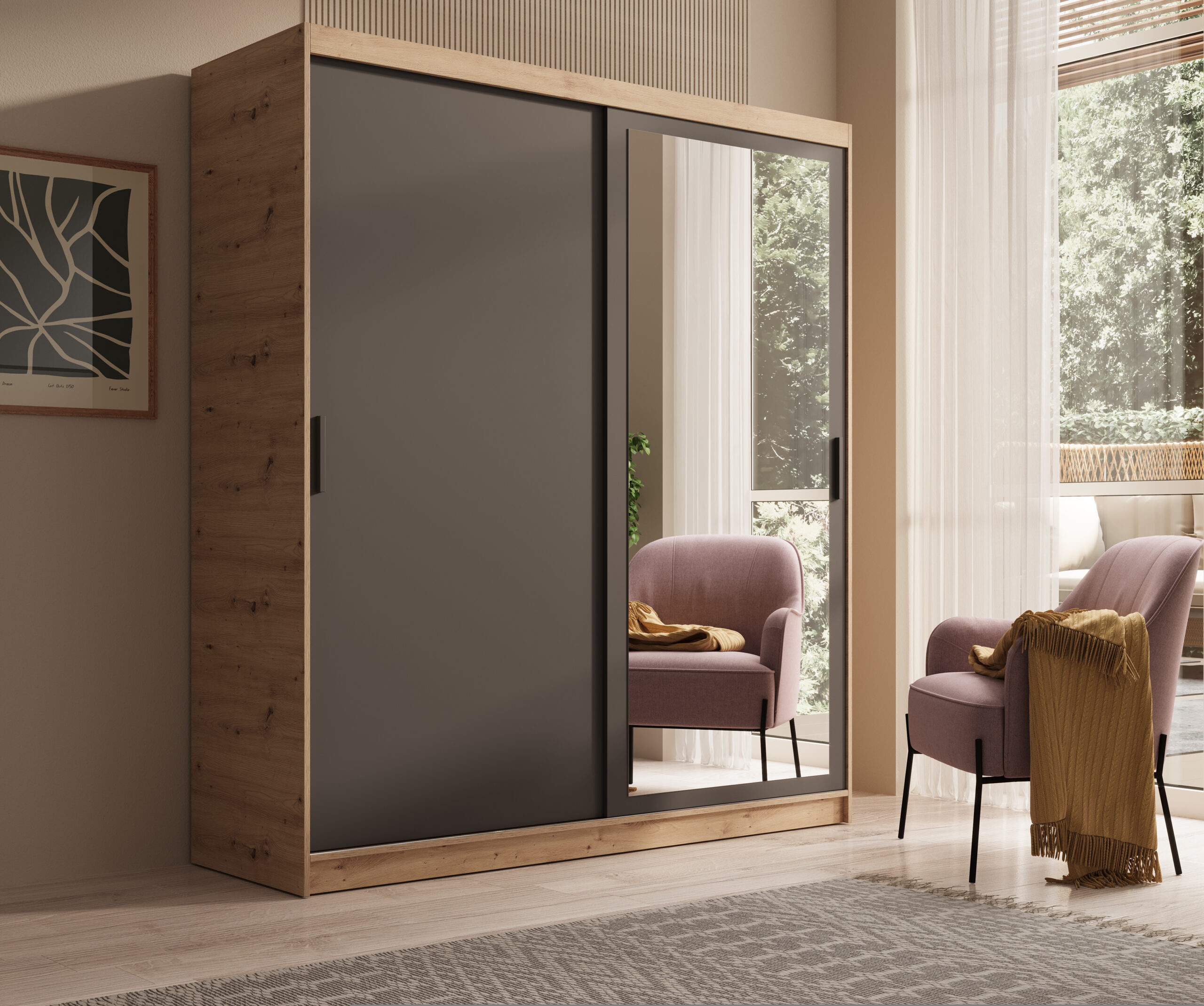 Tolóajtós gardrób Hailey 180 tükrös tolóajtós szekrény - Artisan Artisan