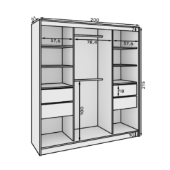 Tolóajtós gardrób Tola 200 tolóajtós szekrény - Sonoma