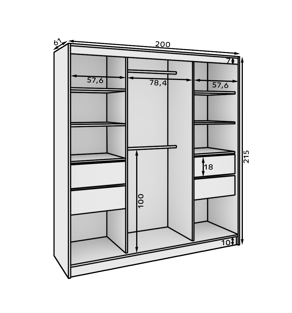 Tolóajtós gardrób Tola 200 tolóajtós szekrény - Sonoma Tolóajtós gardrób Tola 200 tolóajtós szekrény - Sonoma - Image 5