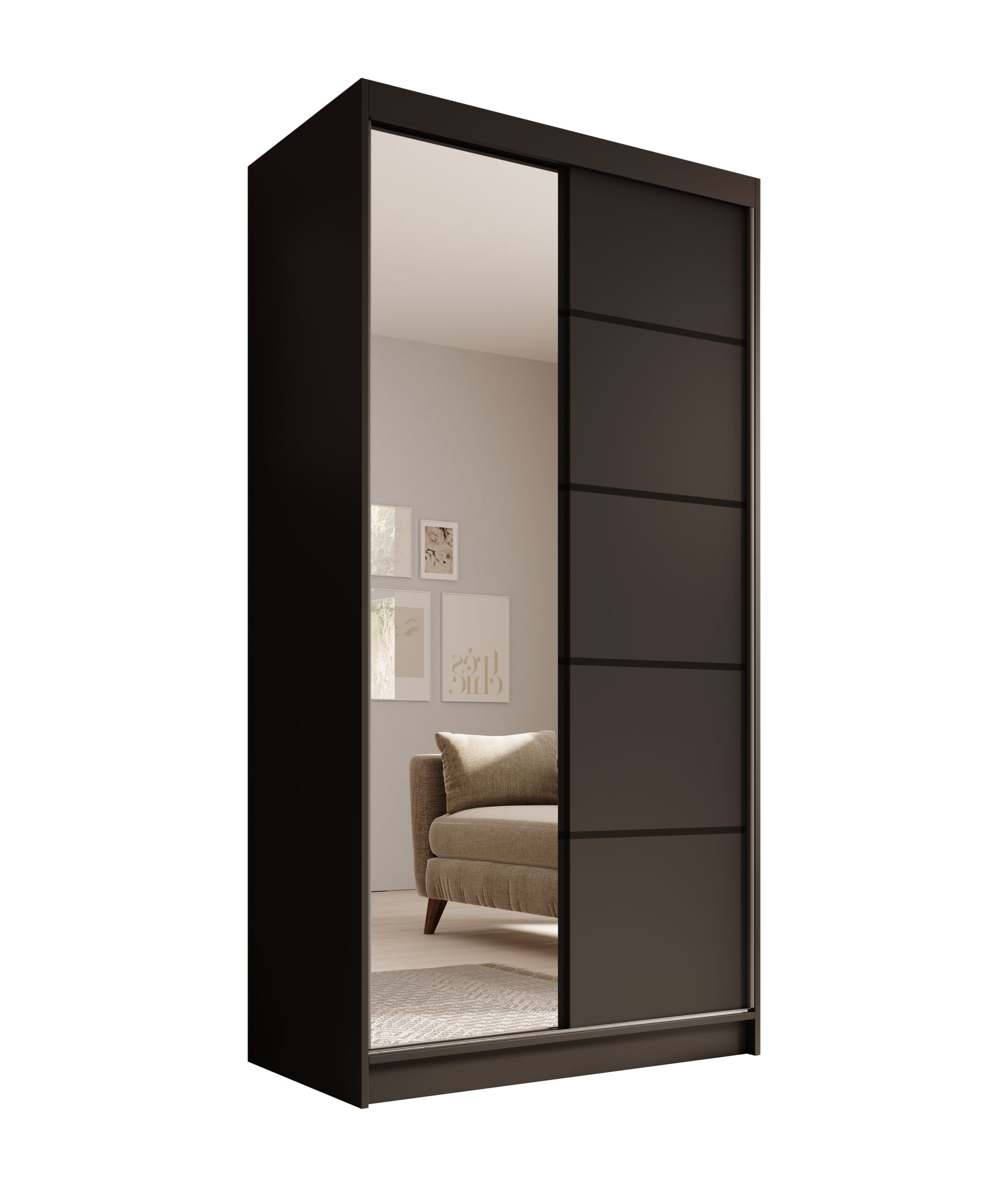 Tolóajtós gardrób Tolóajtós szekrény Laurencja 100 - Fekete Tolóajtós szekrény Laurencja 100