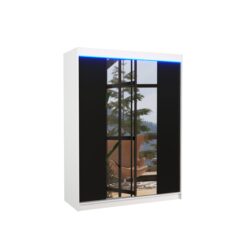 Tolóajtós gardrób Tükörrel és LED világítással ellátott tolóajtós szekrény FEVER 150 - Fehér Fehér