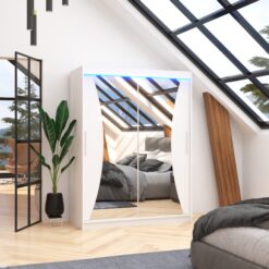 Tükörrel és LED világítással ellátott tolóajtós szekrény MAX 150