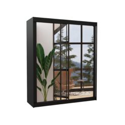 Tolóajtós gardrób Tükrös tolóajtós szekrény MORGAN 180 - Fekete