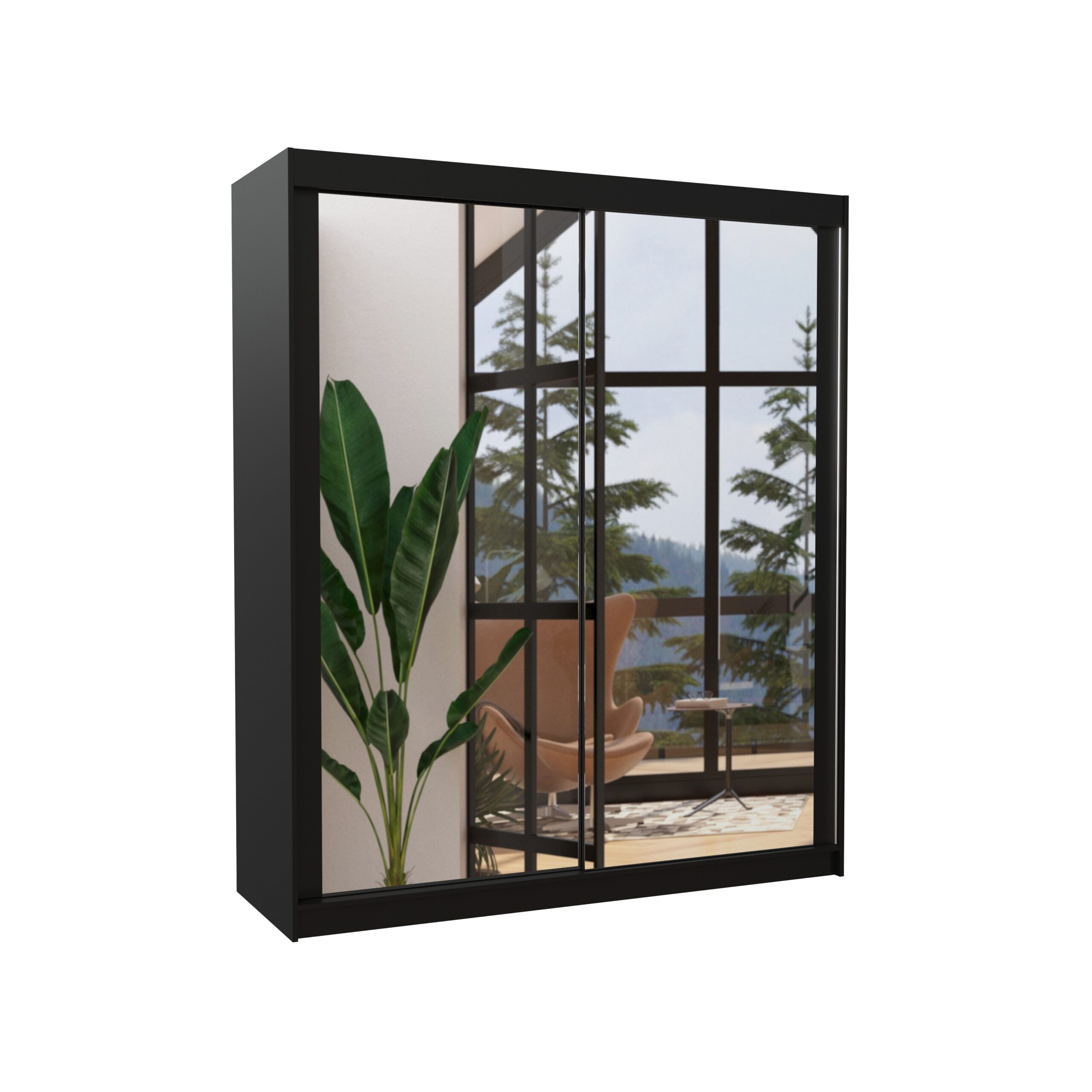 Tolóajtós gardrób Tükrös tolóajtós szekrény MORGAN 180 - Fekete Tolóajtós gardrób Tükrös tolóajtós szekrény MORGAN 180 - Fekete - Image 3