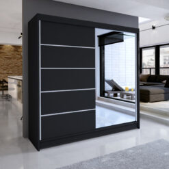Tolóajtós gardrób Tükrös tolóajtós szekrény CARO 180 - Fekete Fekete