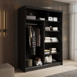 Tolóajtós gardrób Tolóajtós szekrény Cardi 150 - Fekete