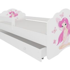 Gyerekágy Ágy matraccal, korláttal és fiókkal CASIMO GIRL WITH WINGS 140x70 - Fehér korláttal és fiókkal CASIMO GIRL WITH WINGS 140x70