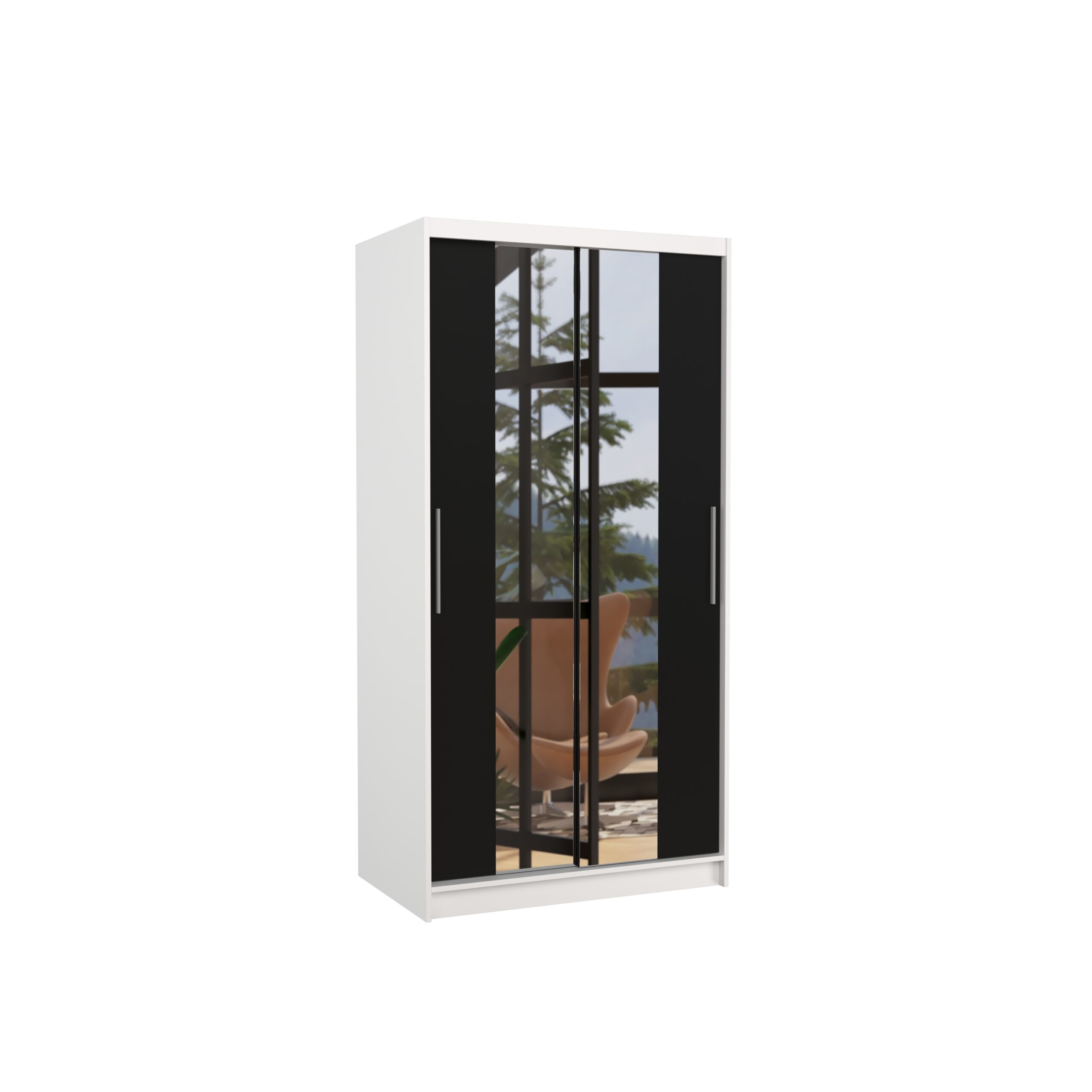 Tolóajtós gardrób Biztonsági tükrös tolóajtós szekrény DRAGONIS 100 - Fehér Fehér