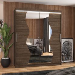 Tolóajtós szekrény tükörrel és LED világítással MEDISON 180