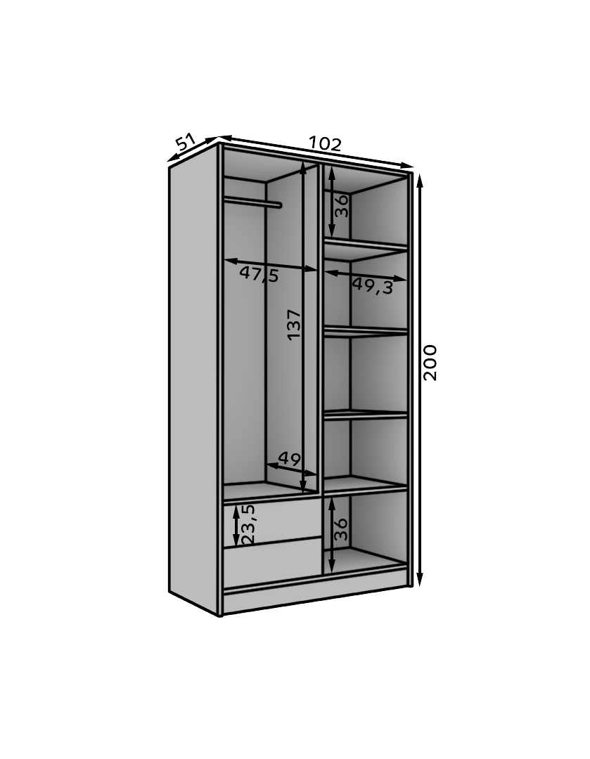 Gardrób Neri 100 ajtós szekrény tükrökkel - Fehér Gardrób Neri 100 ajtós szekrény tükrökkel - Fehér - Image 4