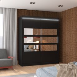 Tükörrel és LED világítással ellátott tolóajtós szekrény TOLEDO 180