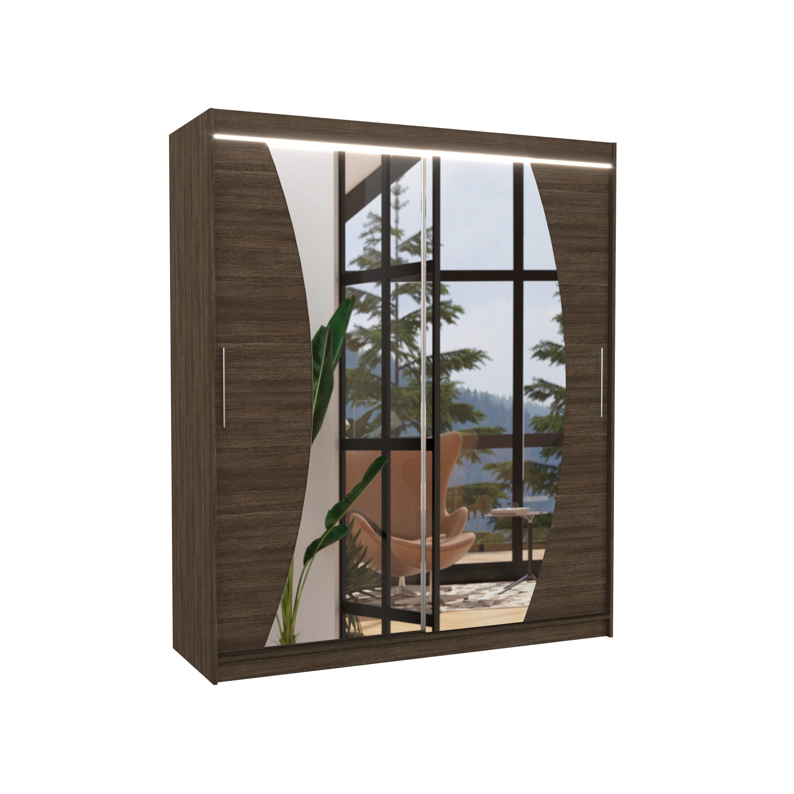 Tolóajtós gardrób Tolóajtós szekrény tükörrel és LED világítással DOLORES 180 - Csoki Csoki