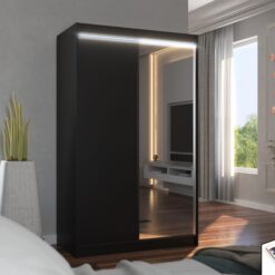 Tükörrel és LED világítással ellátott tolóajtós szekrény REWENA 120