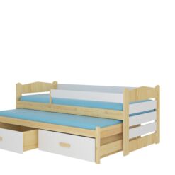 Ifjúsági ágy Ágykeret dupla korláttal és matraccal TIARRO 200x90 - Természetes fenyő Természetes fenyő