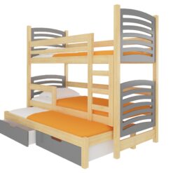 Gyerekágy Háromszemélyes emeletes ágy matracokkal SORIA - Fenyő Fenyő