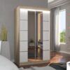 Tolóajtós gardrób Tükörrel és LED világítással ellátott tolóajtós szekrény GENUA 120 - Sonoma Tükörrel és LED világítással ellátott tolóajtós szekrény GENUA 120