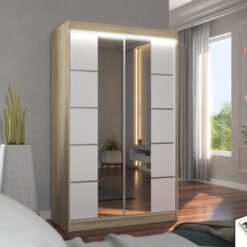 Tükörrel és LED világítással ellátott tolóajtós szekrény GENUA 120