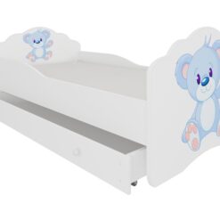 Gyerekágy Ágy matraccal és fiókkal CASIMO BLUE BEAR 140x70 - Fehér Fehér