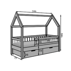 Gyermekágy Galicja házikó ágy matraccal - Szürke