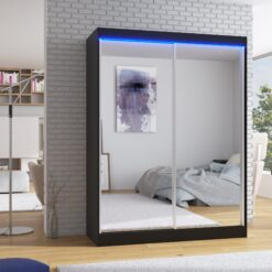 Tükörrel és LED világítással ellátott tolóajtós szekrény FLOREST 150