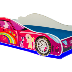 Gyerekágy LED CAR PINK matraccal és világítással 140x70 ágy - Rózsaszín Rózsaszín