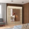 Tolóajtós gardrób Tolóajtós szekrény tükörrel és LED világítással ROSETTE 180 - Sonoma Tolóajtós szekrény tükörrel és LED világítással ROSETTE 180