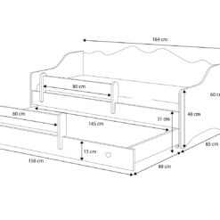 Gyerekágy Dupla ágy EMKA II Pink, White matraccal 160x80 - Fehér
