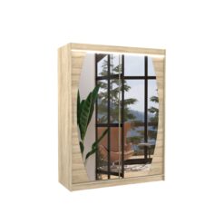 Tolóajtós gardrób Tükörrel és LED világítással ellátott tolóajtós szekrény ALEN 150 - Sonoma Sonoma