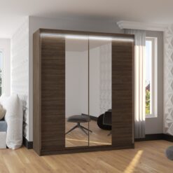 Tolóajtós szekrény tükörrel és LED világítással BALANCE 180