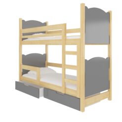 Gyerekágy Kétszemélyes emeletes ágy matracokkal MARABA - Fenyő Fenyő