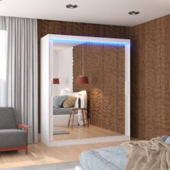 Tolóajtós szekrény tükörrel és LED világítással ETTORE 180