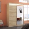 Tolóajtós gardrób Tükörrel és LED világítással ellátott tolóajtós szekrény JORDI 150 - Sonoma Tükörrel és LED világítással ellátott tolóajtós szekrény JORDI 150