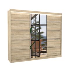 Tolóajtós gardrób LED tükrös tolóajtós szekrény SALTO 250 - Sonoma Sonoma