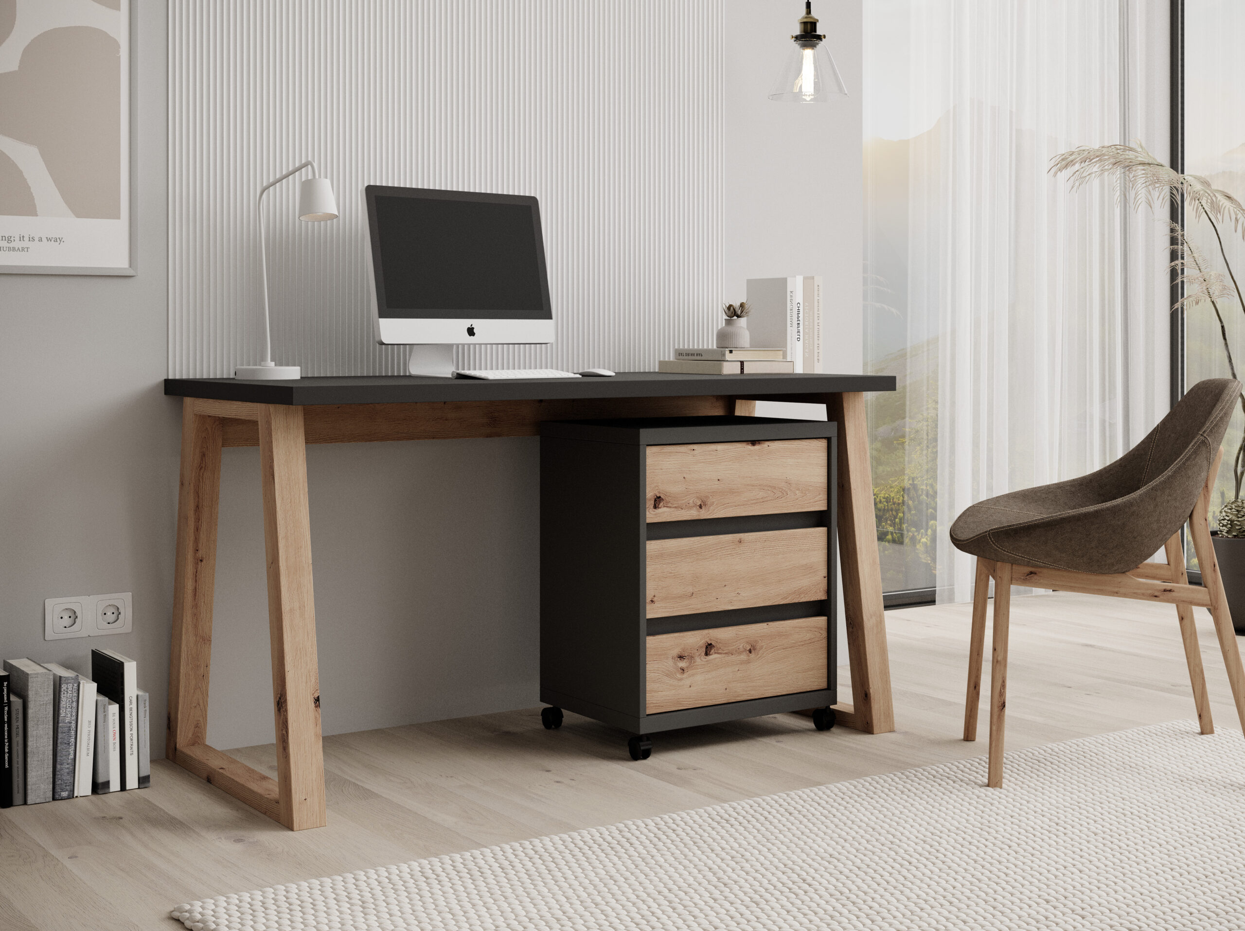 Íróasztal Biktop talapzatos Iwo I - Grafit Grafit