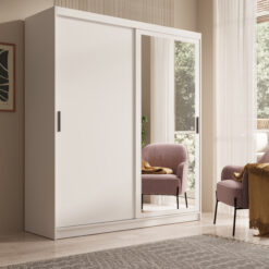 Tolóajtós gardrób Hailey 180 tükrös tolóajtós szekrény - Fehér Fehér