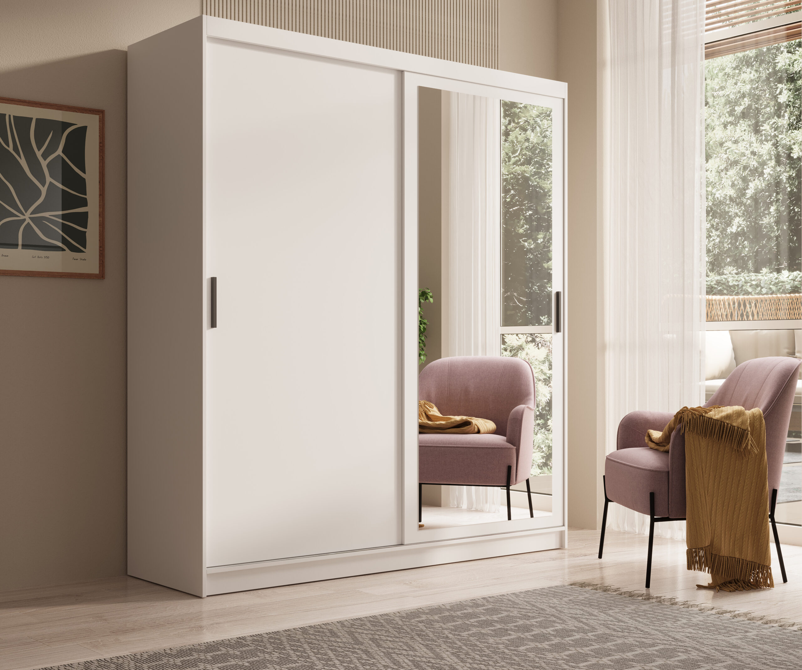 Tolóajtós gardrób Hailey 180 tükrös tolóajtós szekrény - Fehér Fehér
