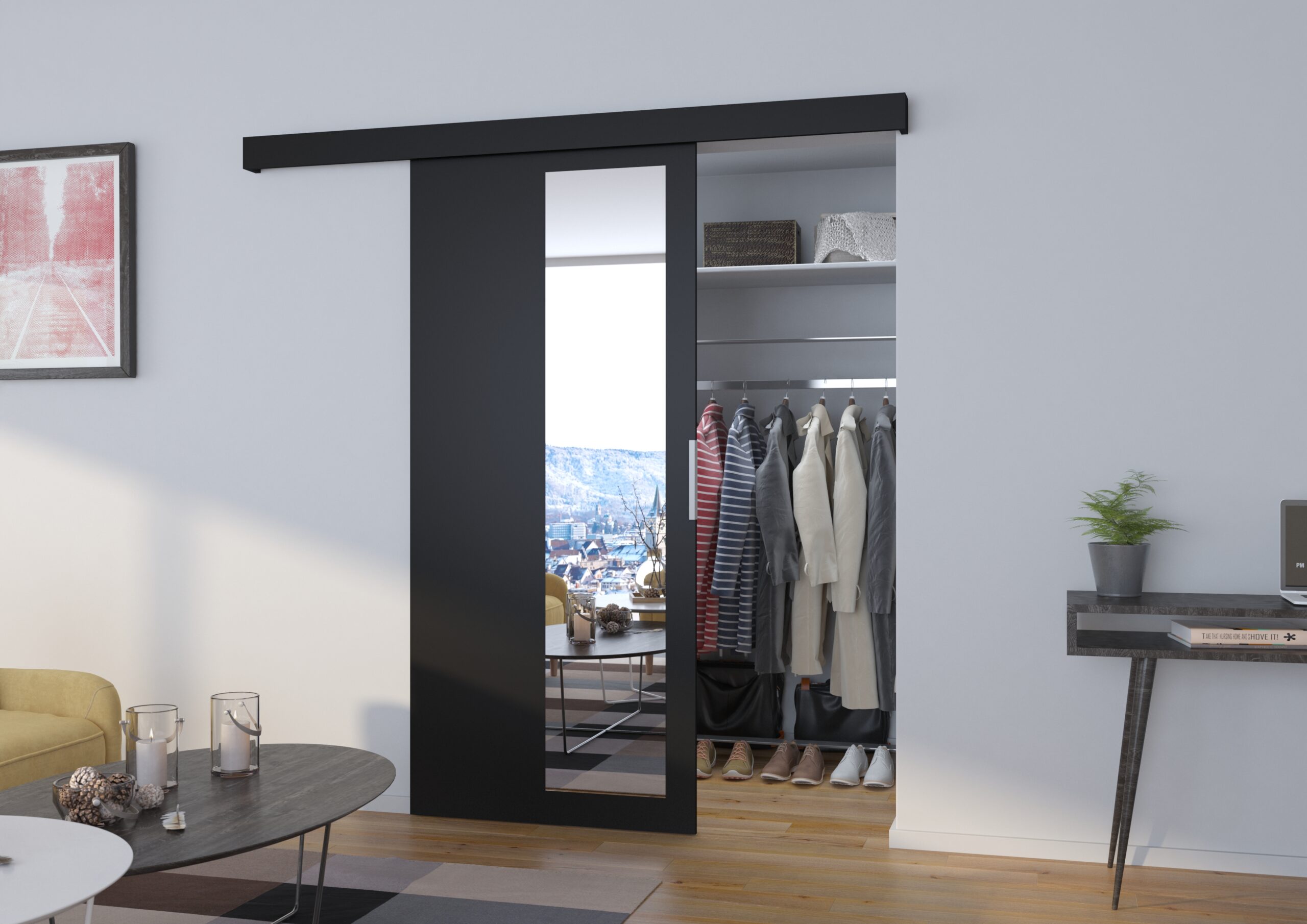 Falra szerelhető tolóajtó MALTA 106 - Fekete Falra szerelhető tolóajtó MALTA 106