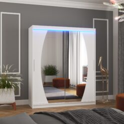 Tolóajtós szekrény tükörrel és LED világítással BALTIMORE 180