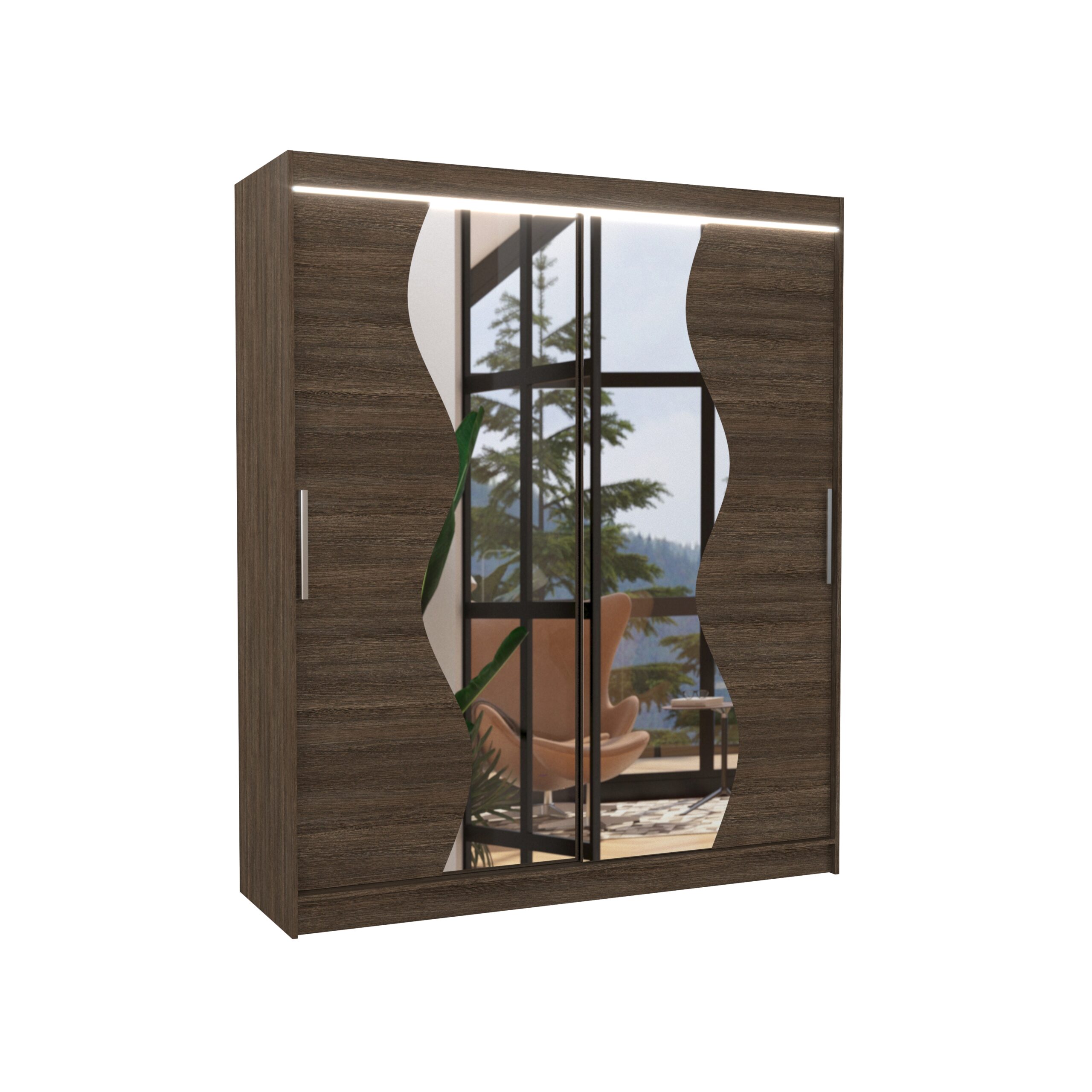 Tolóajtós gardrób Tolóajtós szekrény tükörrel és LED világítással MEDISON 180 - Csoki Csoki