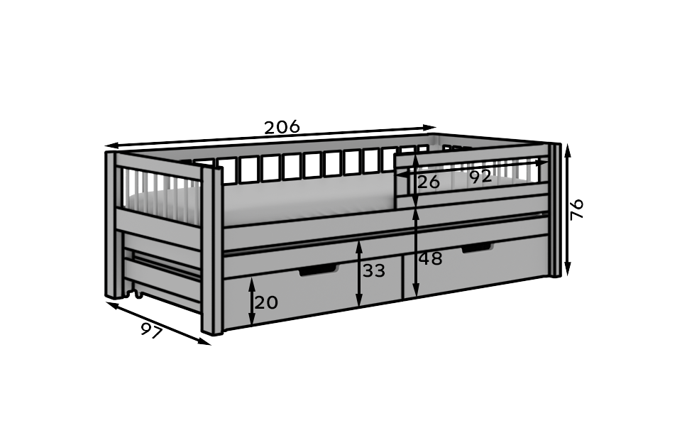 Ifjúsági ágy Gyerekágy Orio matraccal - Fenyő Ifjúsági ágy Gyerekágy Orio matraccal - Fenyő - Image 4