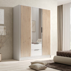 Gardrób Neri 150 ajtós szekrény tükrökkel - Fehér Fehér